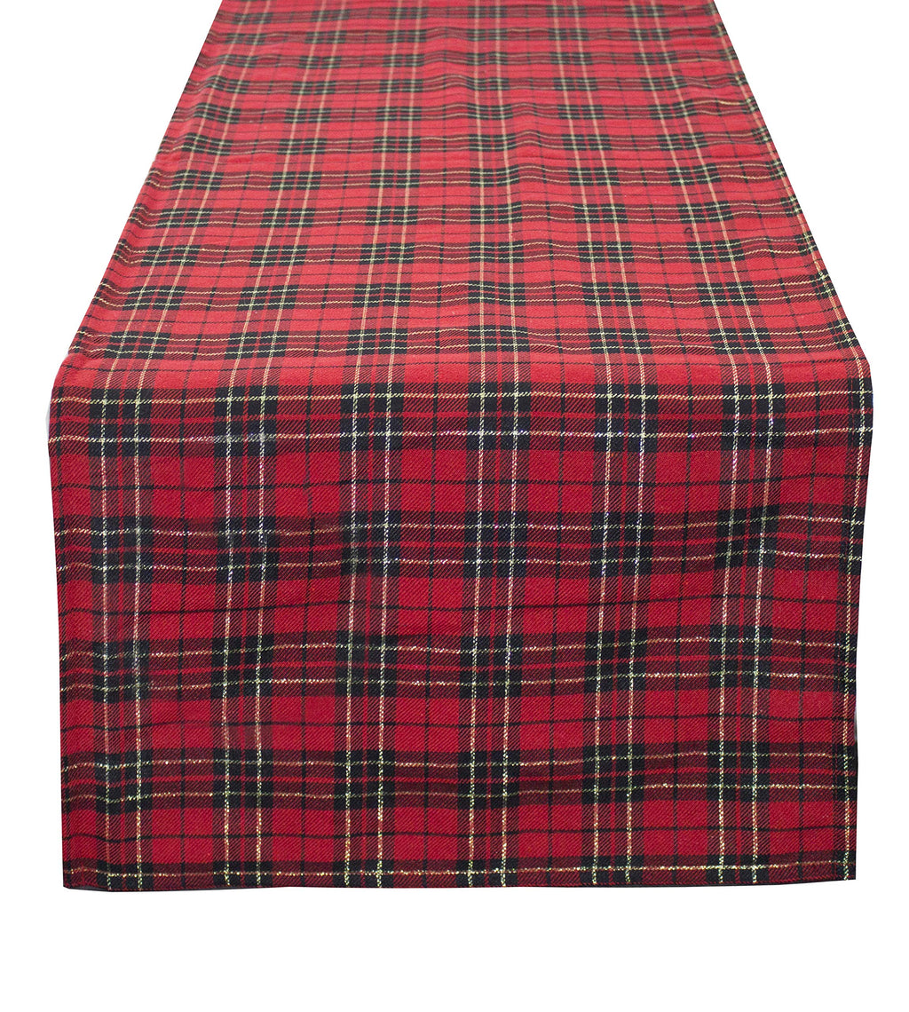 Fennco Styles Holiday Tartan Plaid Dazzle Christmas Decorative Table Runner - Red Table Cover for Winter Holidays, Home Decor, Family Gatherings