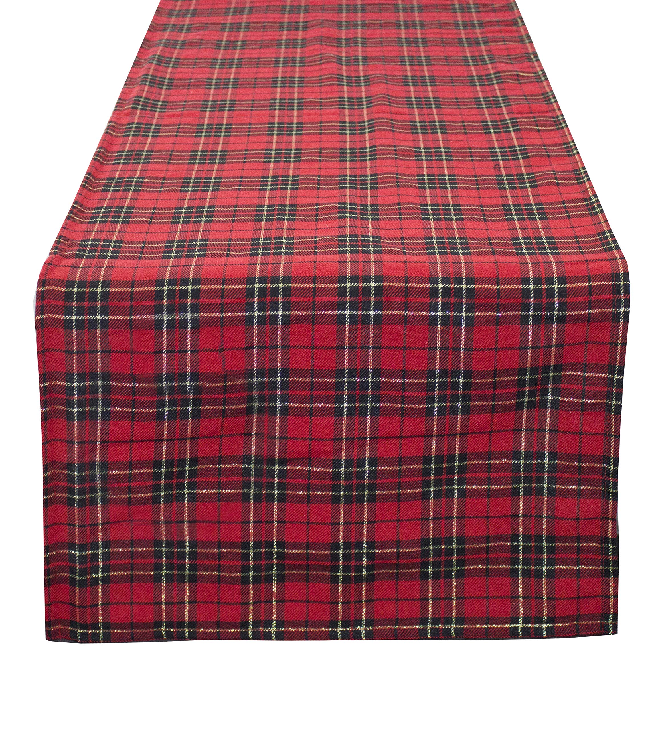 Fennco Styles Holiday Tartan Plaid Dazzle Christmas Decorative Table Runner - Red Table Cover for Winter Holidays, Home Decor, Family Gatherings