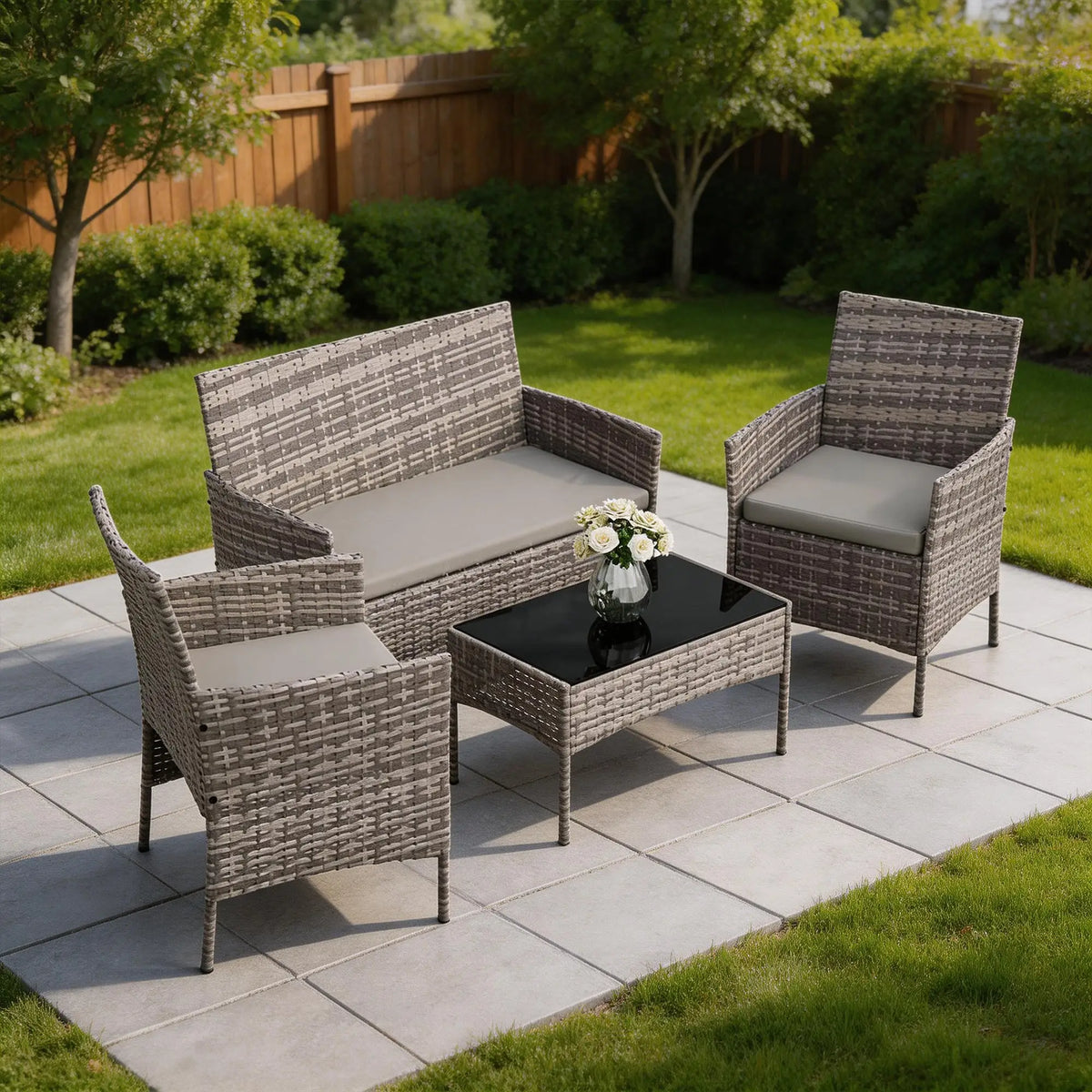 4-Piece Outdoor Rattan Conversation Set