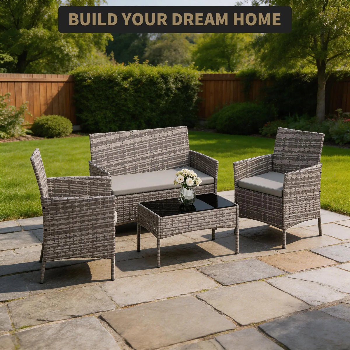 4-Piece Outdoor Rattan Conversation Set