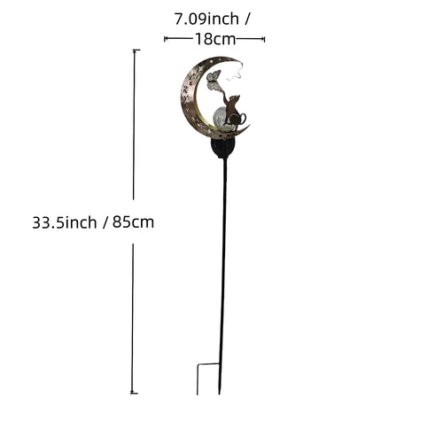 1 PC Cat Moon Fairy Shaped Iron Solar Lamp
