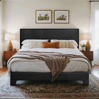 Upholstered Bed Frame with Adjustable Headboard, 5 Colors 3 Sizes