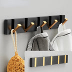 Black Gold, Folding Towel Hanger 2way Installation Wall Hooks Coat Clothes Towel Umbrella Leash Holder for Bathroom Kitchen Bedroom Hallway Pantry Laundry Entry Patio Pets