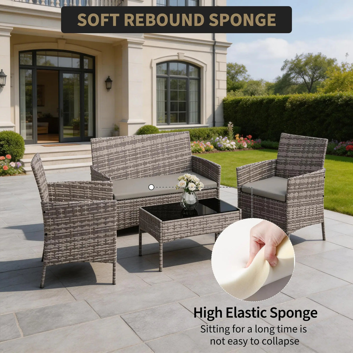 4-Piece Outdoor Rattan Conversation Set