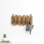 Acacia wood coat rack towel rack robe hanger apron hanger Wall Mounted with Flip Down Hooks, Entryway Bathroom Pantry