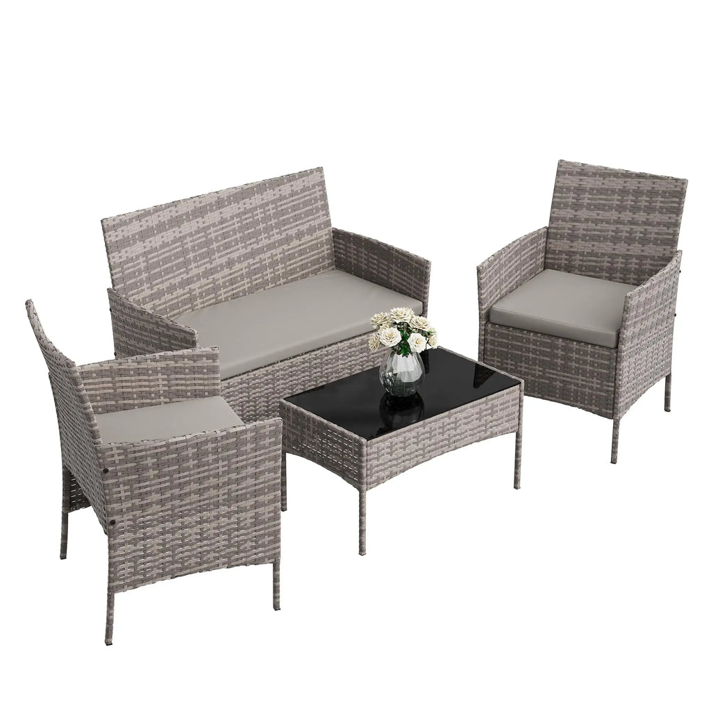 4-Piece Outdoor Rattan Conversation Set