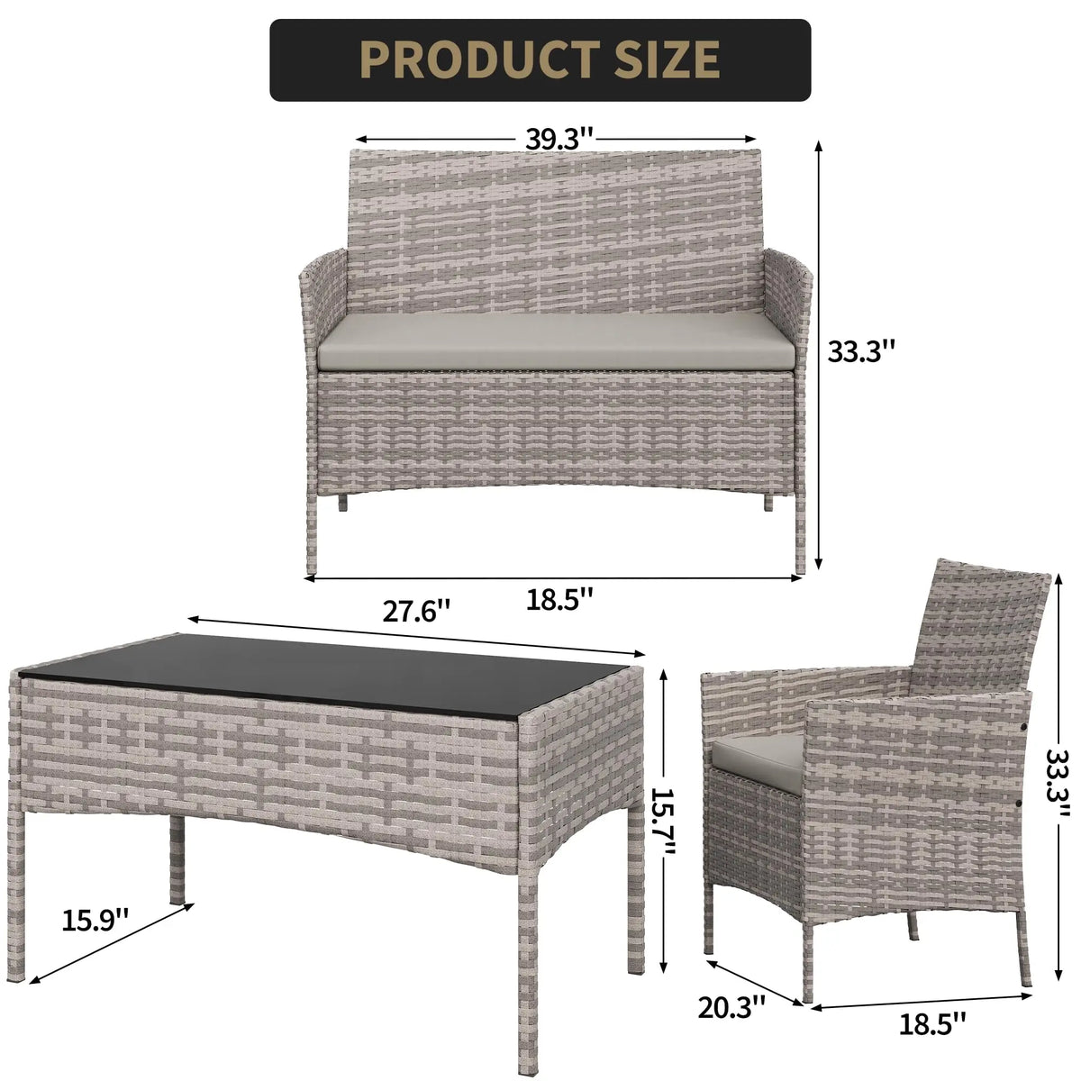 4-Piece Outdoor Rattan Conversation Set