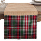 Fennco Styles Plaid Design Jute Decorative Table Runner 16 x 72 Inch - Natural Table Cover for Home Decor, Dining Room, Banquets and Holiday Events