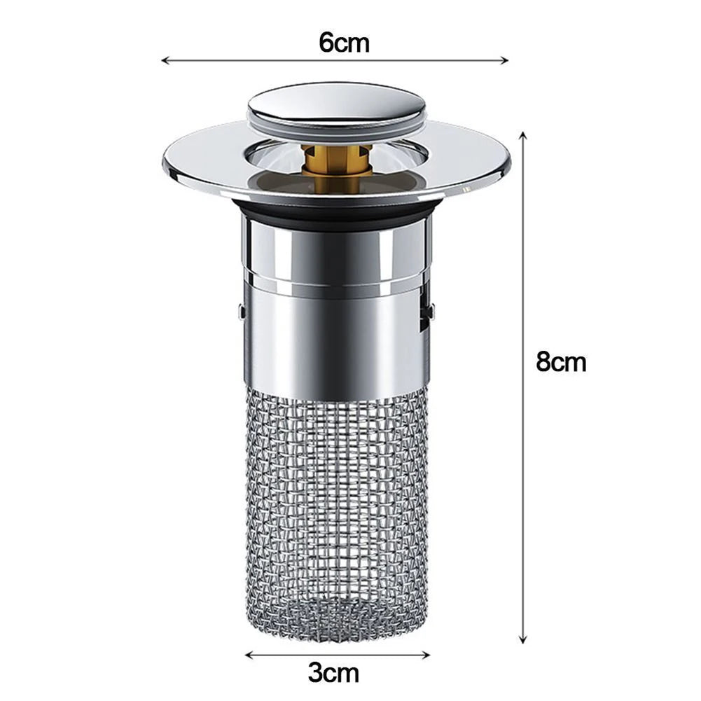 Bathroom/Kitchen Sink Drain Stainless steel  Strainer Sink Stopper Bath Plug Pop-Up Bounce Core Basin Drain Filter Hair Catcher Universal