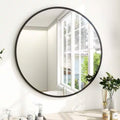Round Black Frame Circular Bathroom Wall Mirror with Black Frame 24 Inch