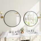 Round Black Frame Circular Bathroom Wall Mirror with Black Frame 24 Inch