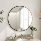 Round Black Frame Circular Bathroom Wall Mirror with Black Frame 24 Inch