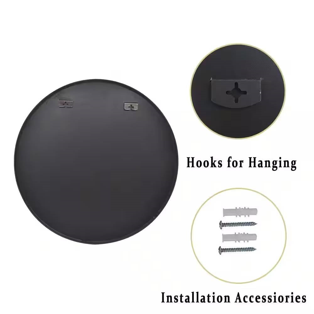 Round Black Frame Circular Bathroom Wall Mirror with Black Frame 24 Inch