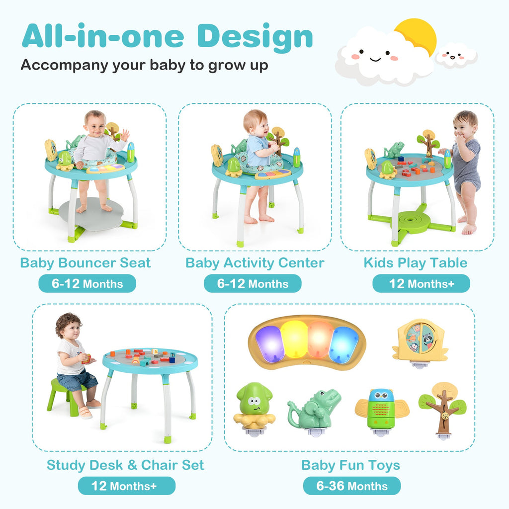 5-in-1 Baby Activity Center Interactive Bounce Seat with Removable Toys