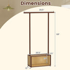 Bamboo Clothes Rack with Rattan Storage Basket and Wheels
