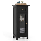 Bathroom Freestanding Storage Cabinet with Single Glass Door Bathroom Bedroom Entry Office