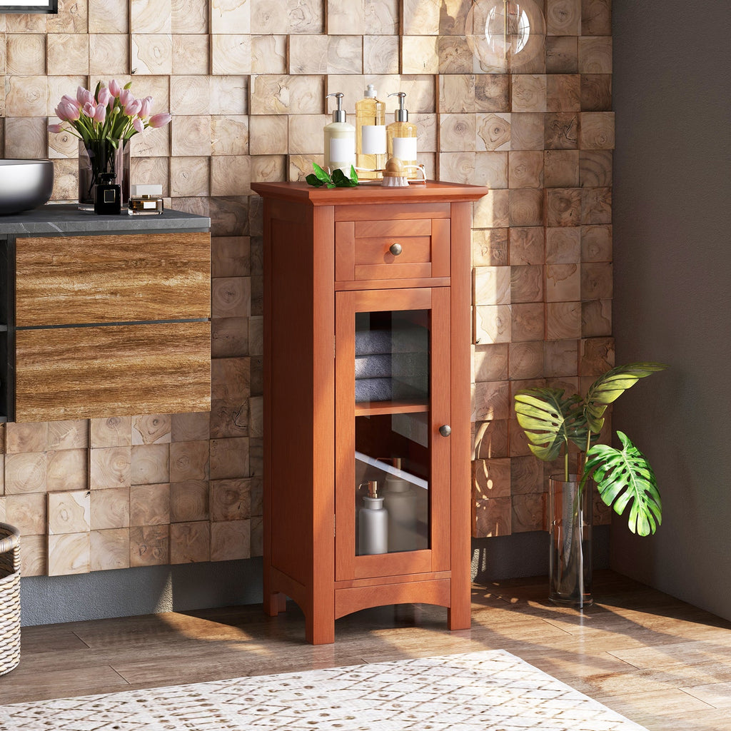 Bathroom Freestanding Storage Cabinet with Single Glass Door Bathroom Bedroom Entry Office