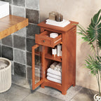 Bathroom Freestanding Storage Cabinet with Single Glass Door Bathroom Bedroom Entry Office