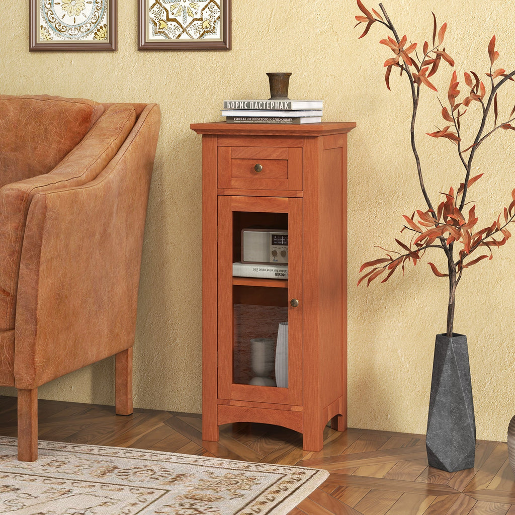 Bathroom Freestanding Storage Cabinet with Single Glass Door Bathroom Bedroom Entry Office