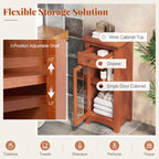 Bathroom Freestanding Storage Cabinet with Single Glass Door Bathroom Bedroom Entry Office