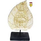 Buddha Face on Leaf White Accent for your Home or Office Decor