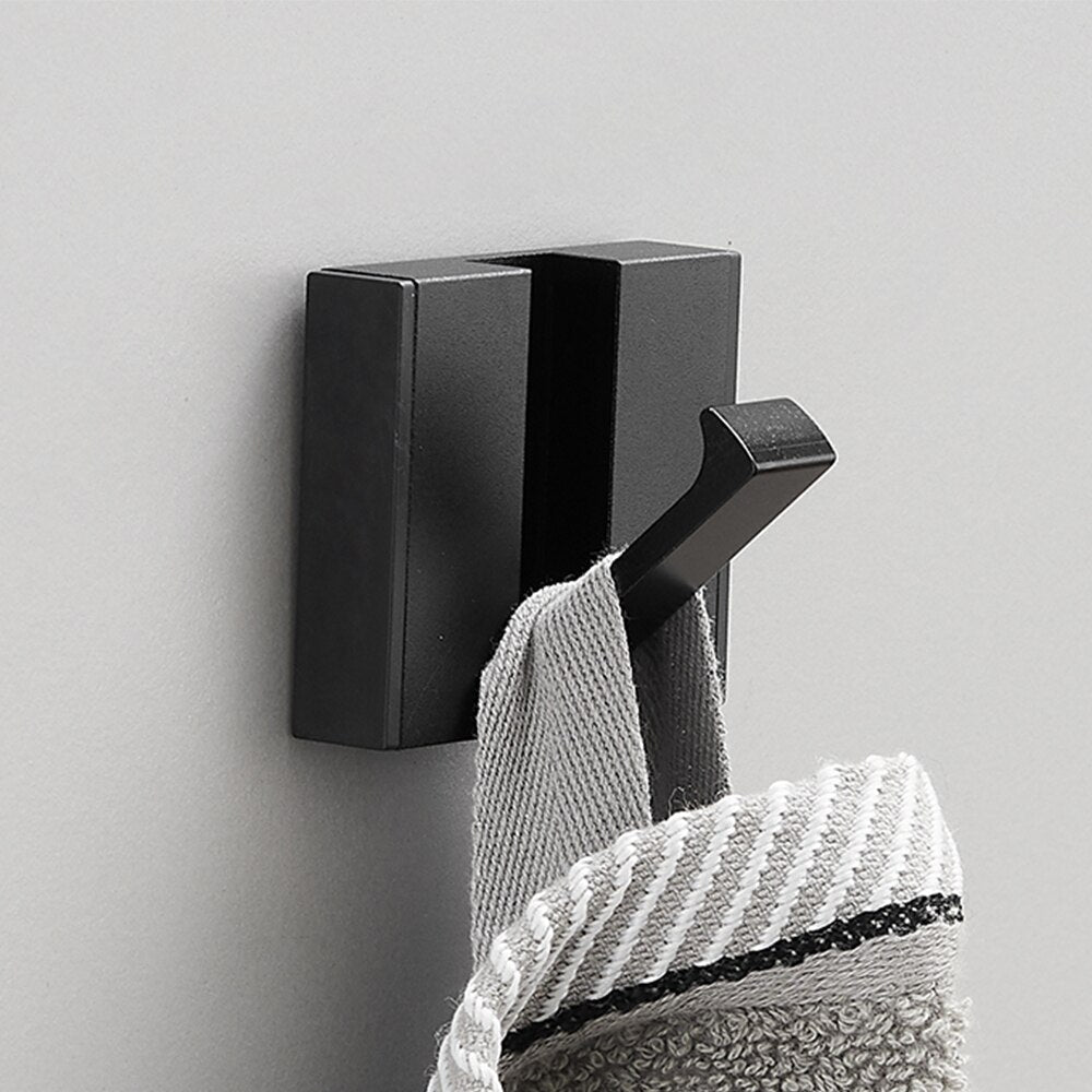 Black Gold, Folding Towel Hanger 2way Installation Wall Hooks Coat Clothes Towel Umbrella Leash Holder for Bathroom Kitchen Bedroom Hallway Pantry Laundry Entry Patio Pets