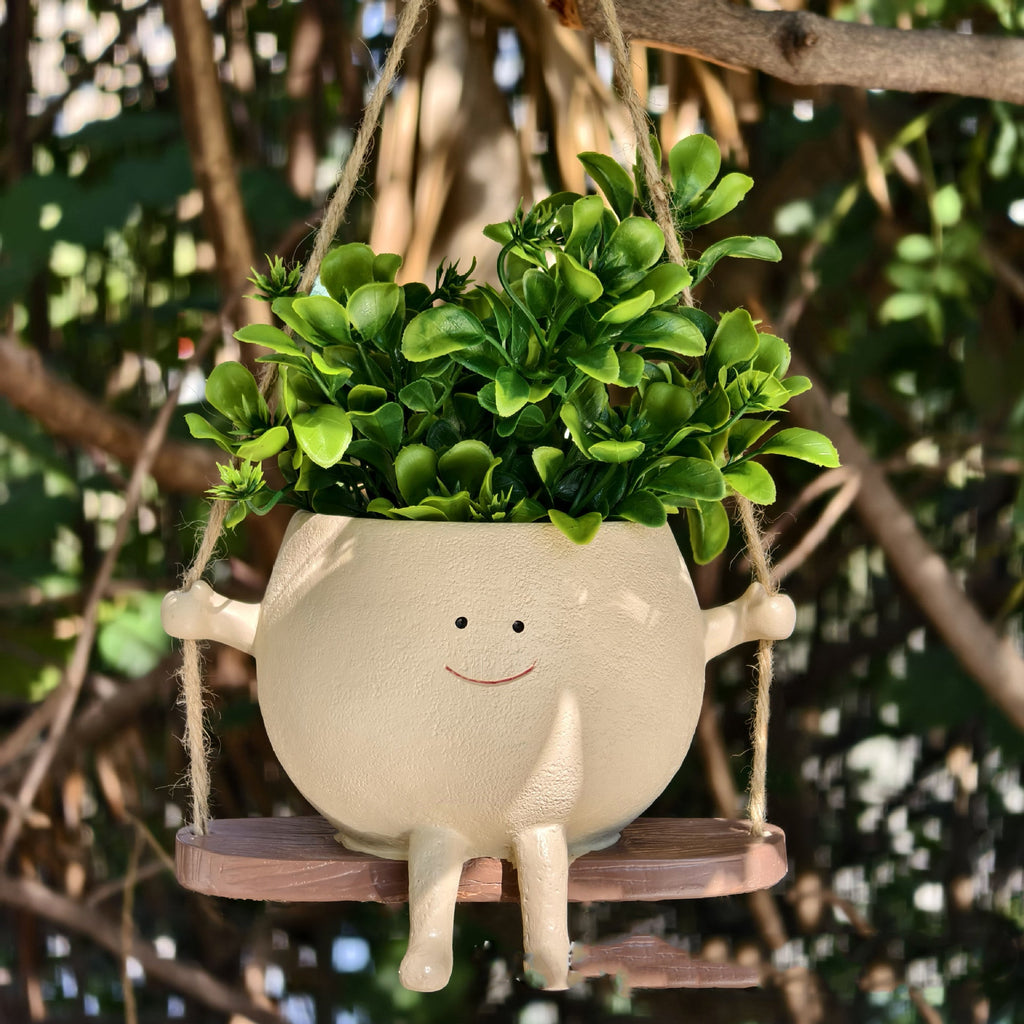 Swinging Happy Face Succulent Planter