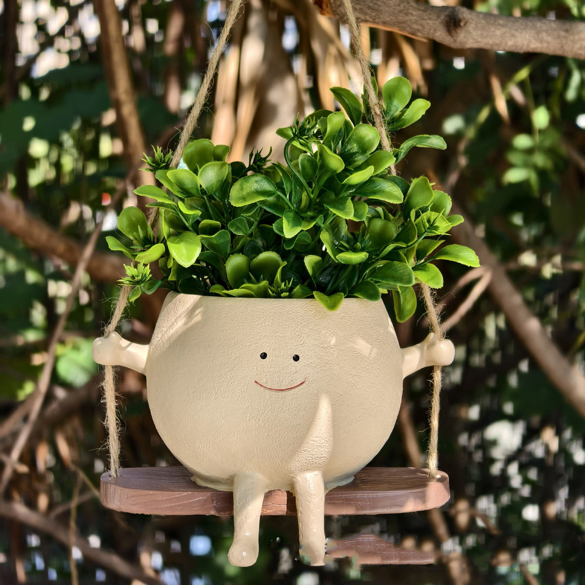 Swinging Happy Face Succulent Planter