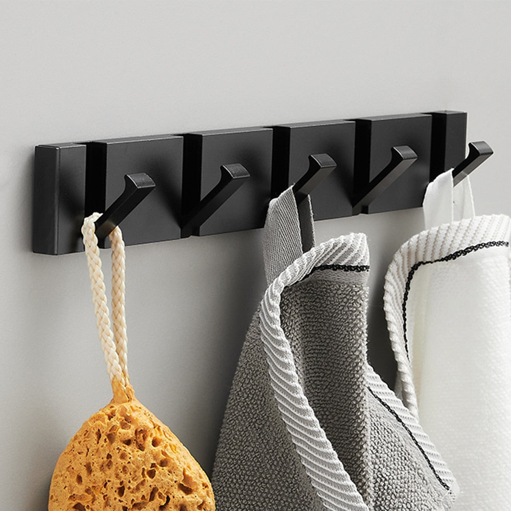 Black Gold, Folding Towel Hanger 2way Installation Wall Hooks Coat Clothes Towel Umbrella Leash Holder for Bathroom Kitchen Bedroom Hallway Pantry Laundry Entry Patio Pets