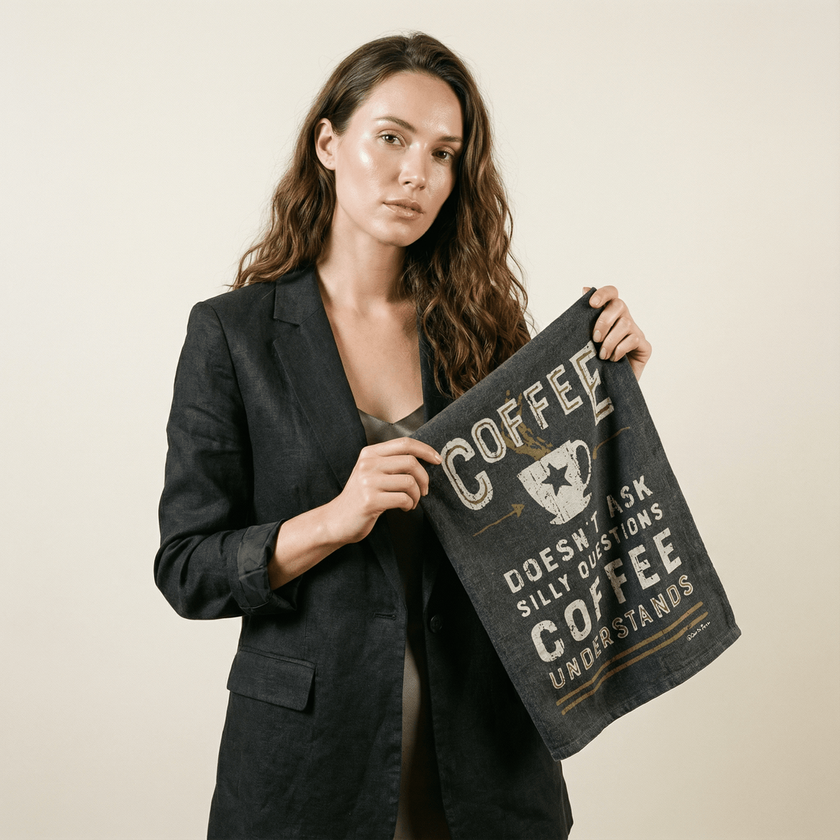 Coffee Doesn't Ask Silly Questions Dish Towel