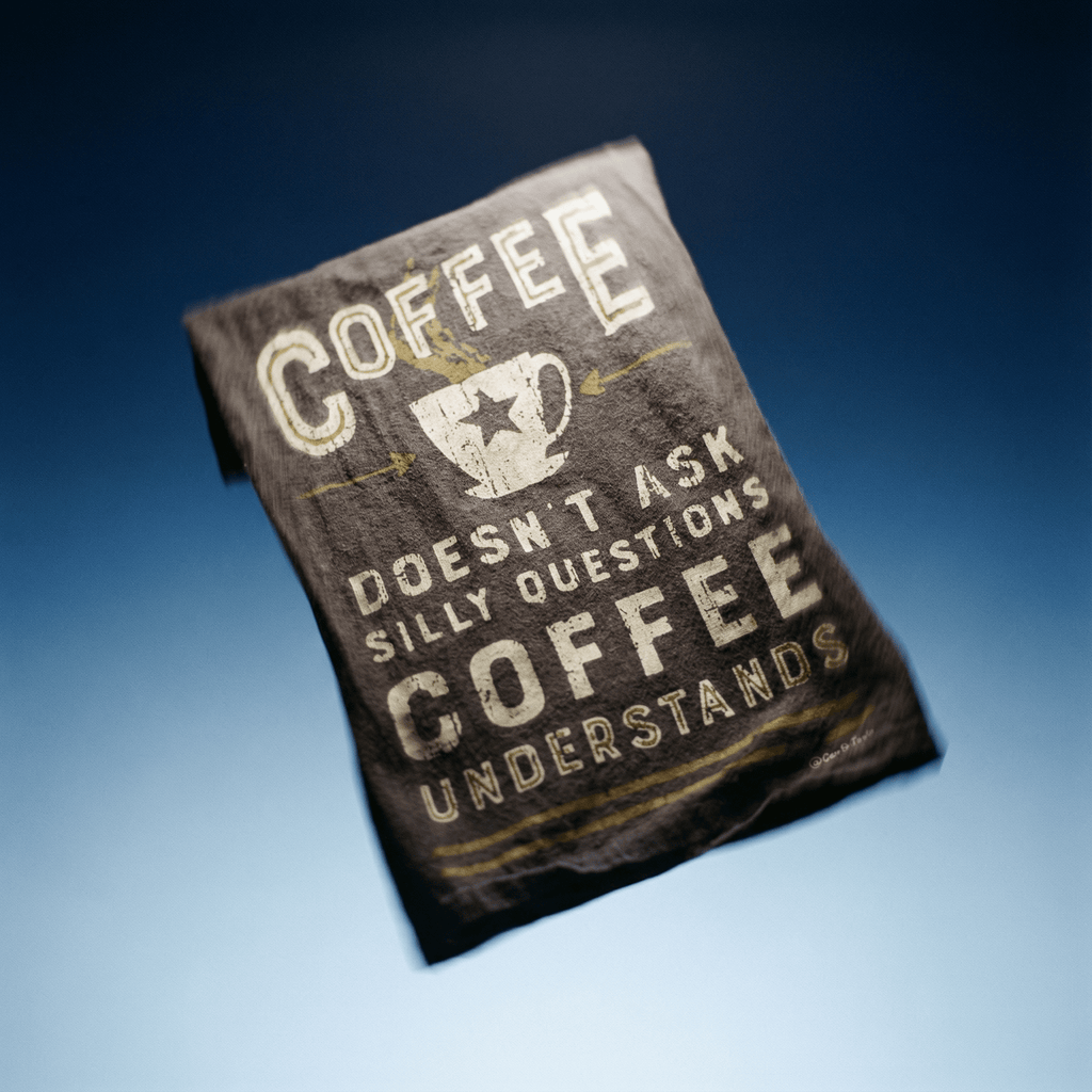 Coffee Doesn't Ask Silly Questions Dish Towel