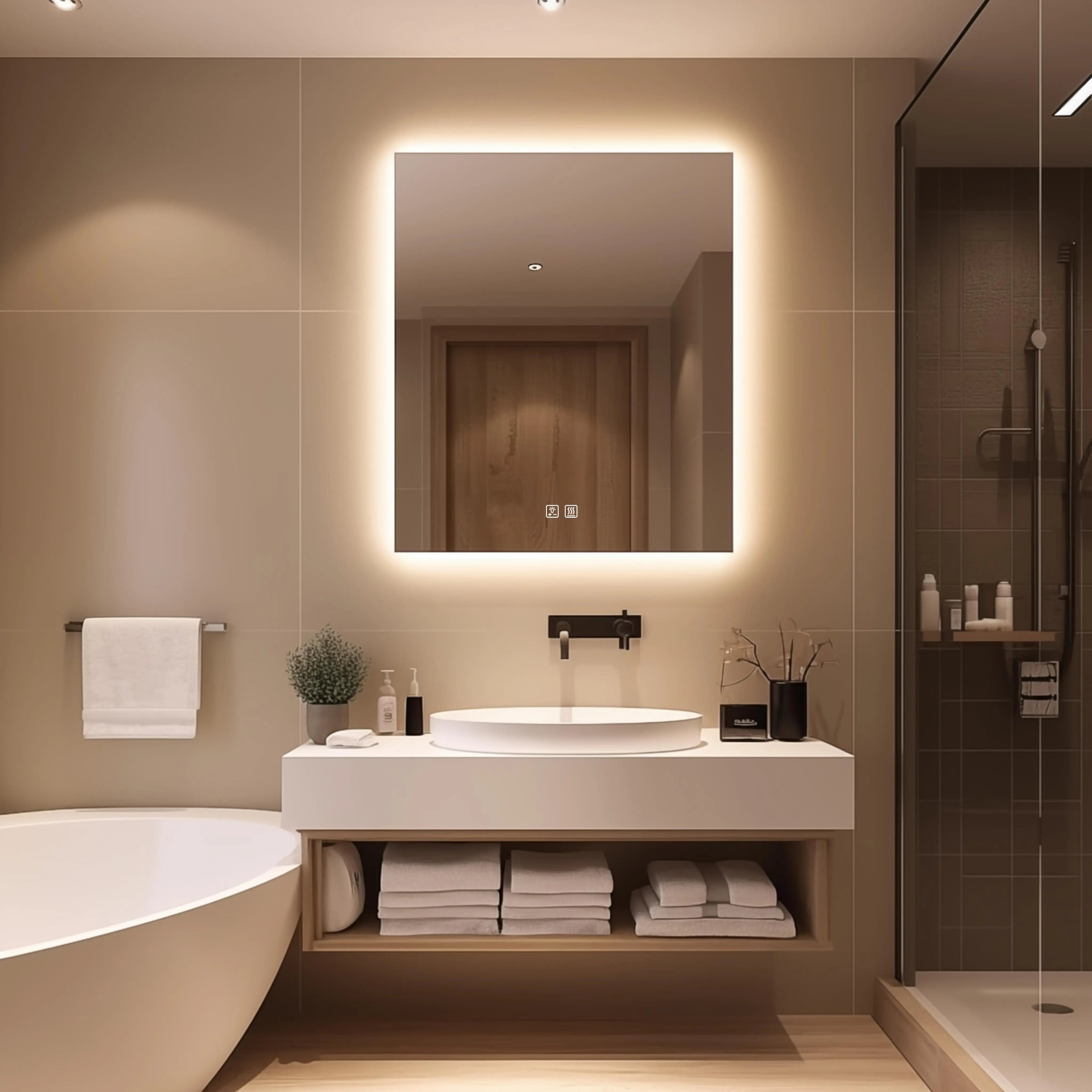 Compact Sleek Backlit LED Bathroom Mirror Various Sizes