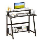 Computer Home Office Desk, 31.5" Desk for Small Spaces with Storage Shelf,Small Computer Desk with Monitor and Bookshelf, Modern Simple Style Laptop Desk