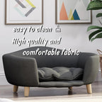 Elevated Dog Sofa Bed Corduroy Pet Couch with Wooden Legs 30 Inch