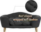 Elevated Dog Sofa Bed Corduroy Pet Couch with Wooden Legs 30 Inch