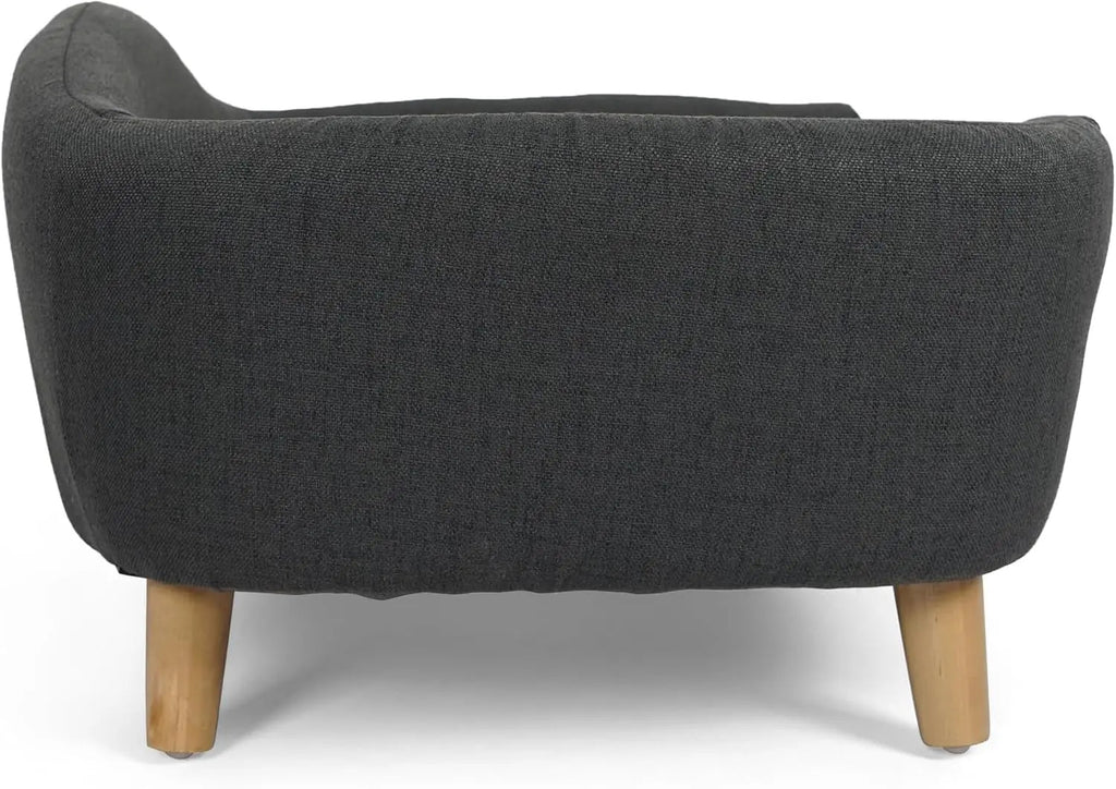 Elevated Dog Sofa Bed Corduroy Pet Couch with Wooden Legs 30 Inch