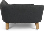 Elevated Dog Sofa Bed Corduroy Pet Couch with Wooden Legs 30 Inch