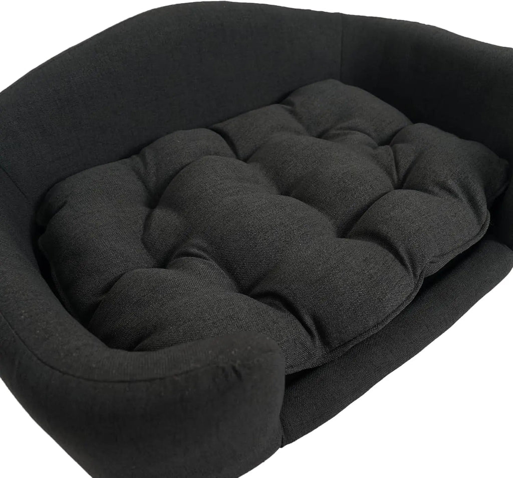 Elevated Dog Sofa Bed Corduroy Pet Couch with Wooden Legs 30 Inch