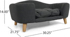 Elevated Dog Sofa Bed Corduroy Pet Couch with Wooden Legs 30 Inch