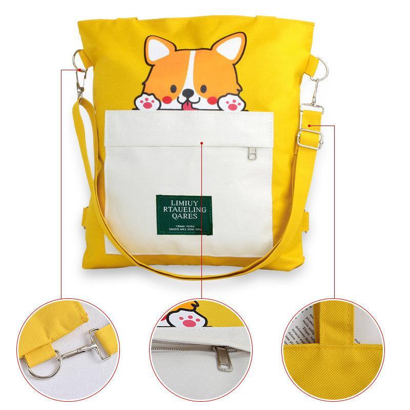 Cute Doggy Tote Bag – Canvas Crossbody Bag for Dog Lovers