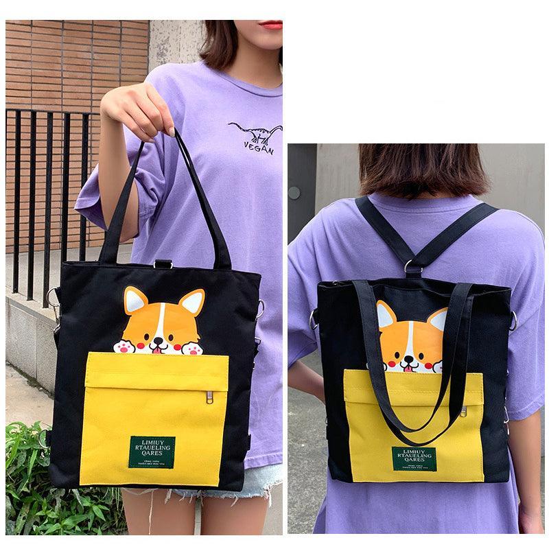 Cute Doggy Tote Bag – Canvas Crossbody Bag for Dog Lovers