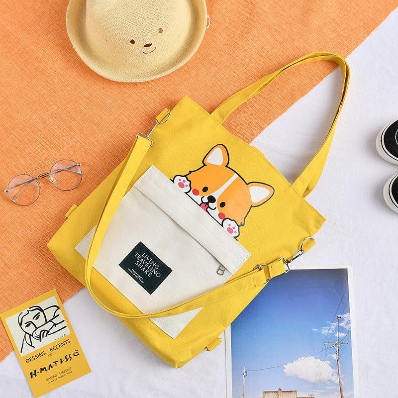Cute Doggy Tote Bag – Canvas Crossbody Bag for Dog Lovers