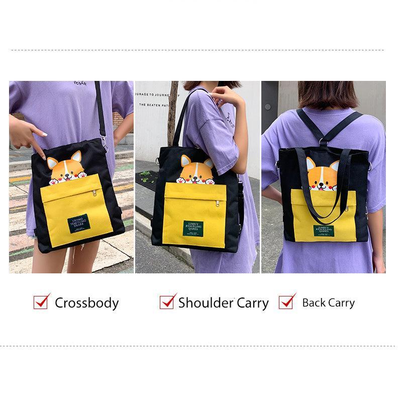 Cute Doggy Tote Bag – Canvas Crossbody Bag for Dog Lovers