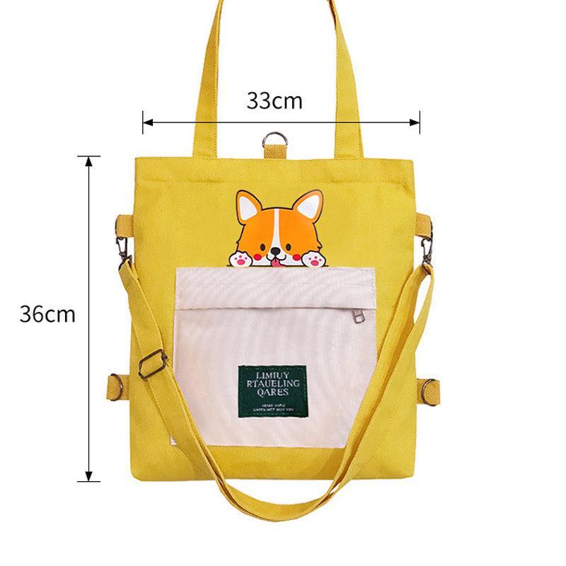 Cute Doggy Tote Bag – Canvas Crossbody Bag for Dog Lovers