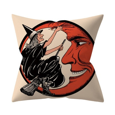 Retro Halloween Throw Pillow Cover