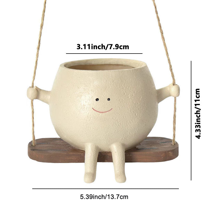 Swinging Happy Face Succulent Planter