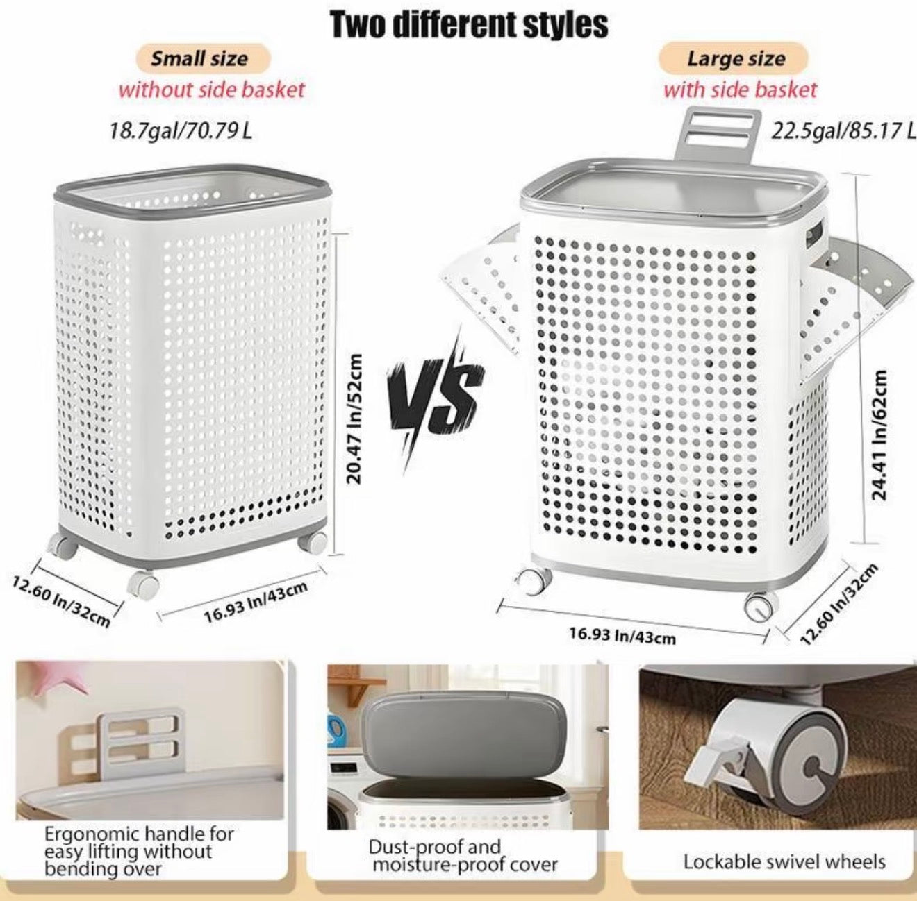 RollEase Laundry Hamper - Various sizes