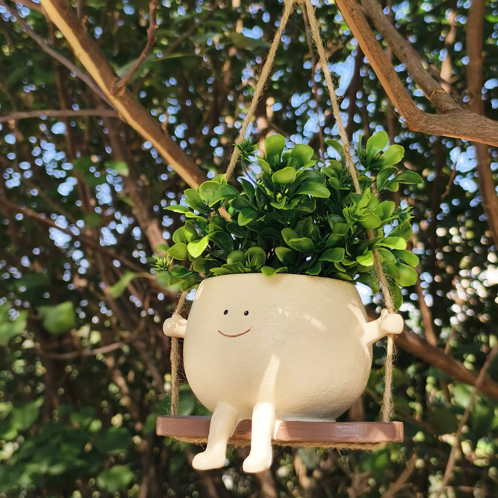 Swinging Happy Face Succulent Planter