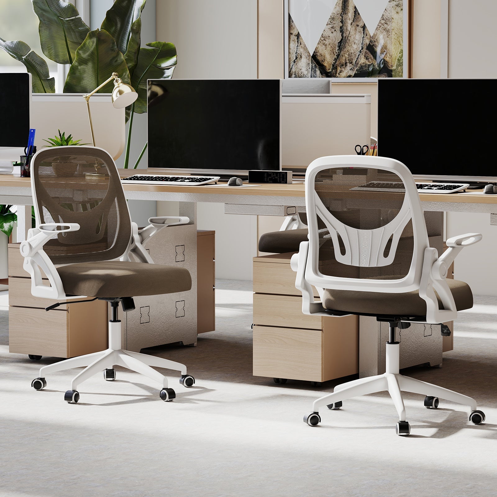 Ergonomic Computer Desk Chair with Lumbar Support and Flip-up Arms