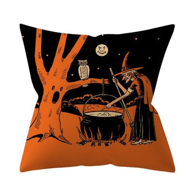 Retro Halloween Throw Pillow Cover
